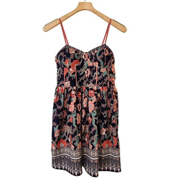 Band of Gypsies Dresses & Skirts - Band Of Gypsies Floral Bustier Mini Dress Navy Coral Boho Cottagecore Cute